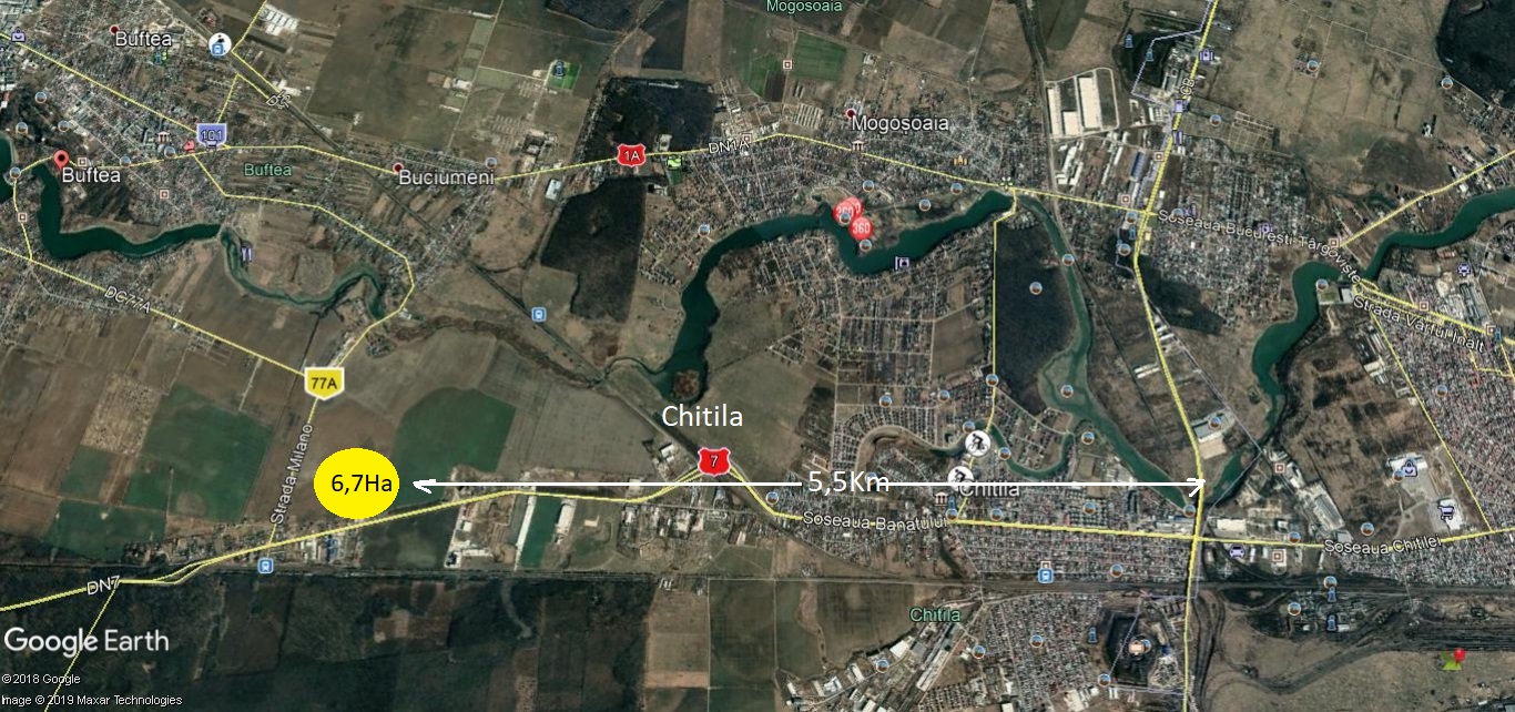 Teren DN7 Chitila Buftea 67000 mp intravilan Industrial Depozitare