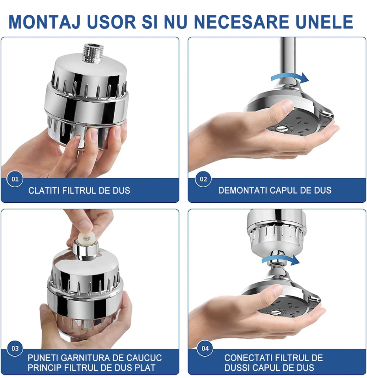 Filtru de apa pentru dus cu 15 stagii de filtrare,elimina clorul