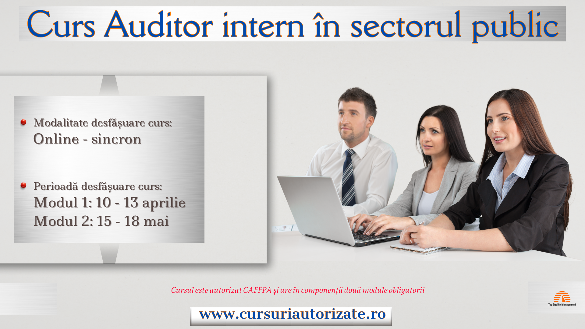 Curs online autorizat Auditor intern în sectorul public