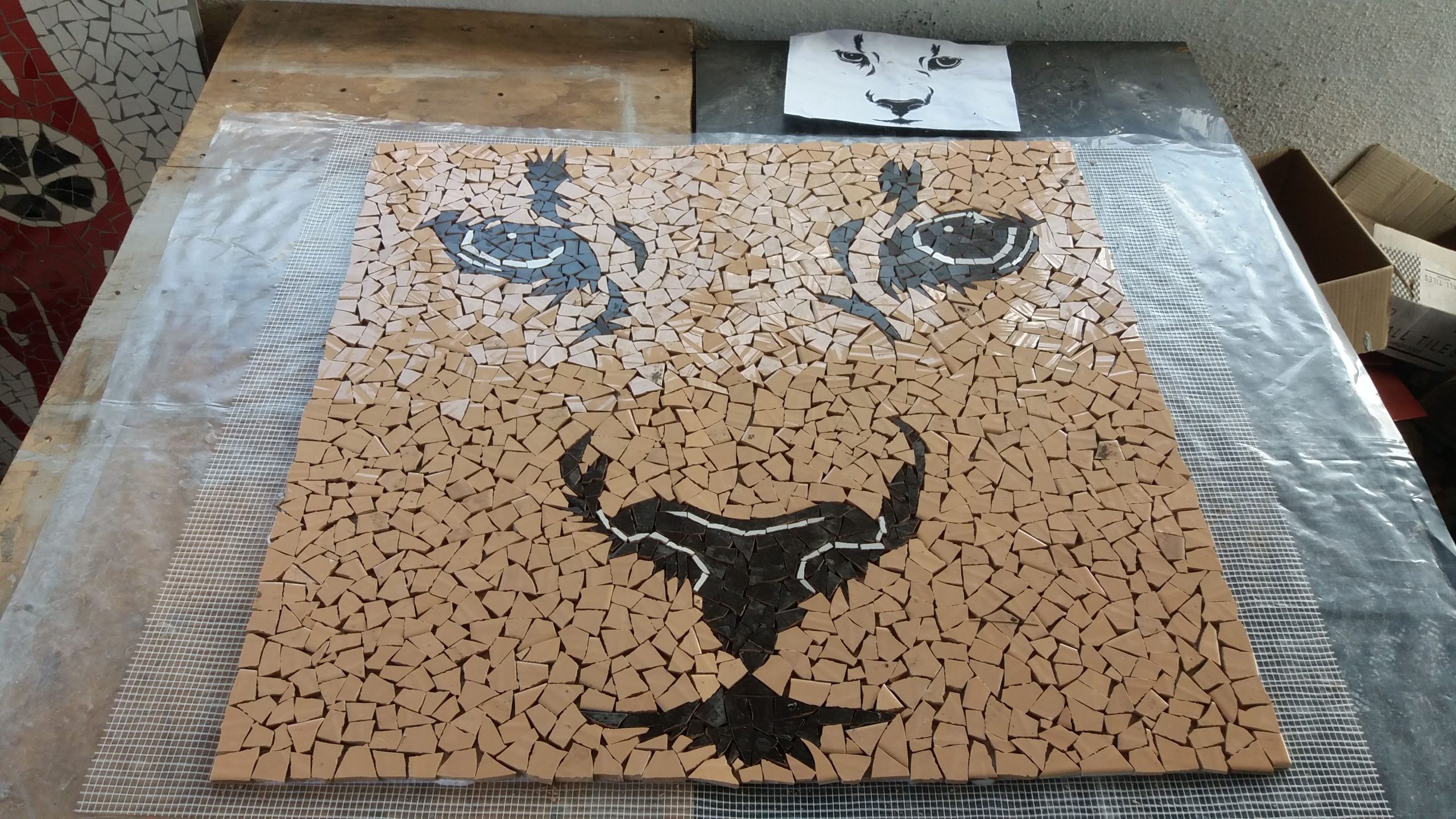 Tablou decorativ mozaic ceramica Felina