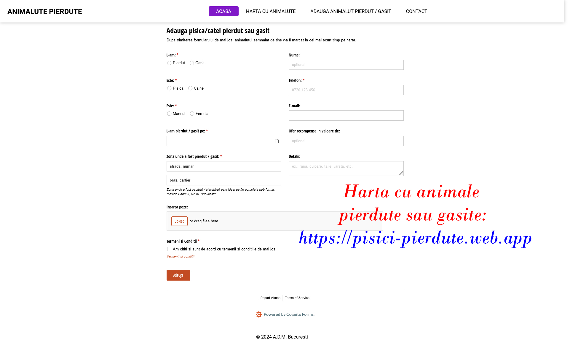 Harta cu pisici gasite si caini pierduti din Romania
