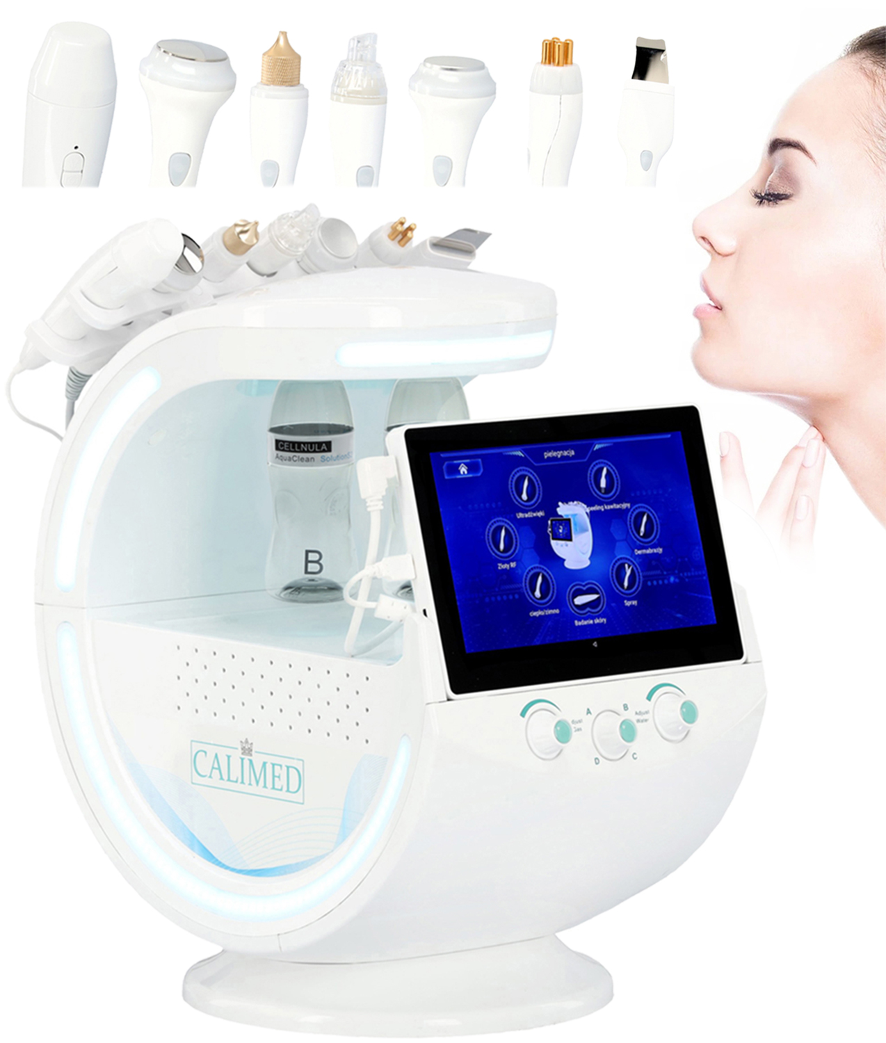 Aparat cosmetic profesional analizor de piele pentru curățare cu hidrogen combinat 9 în 1