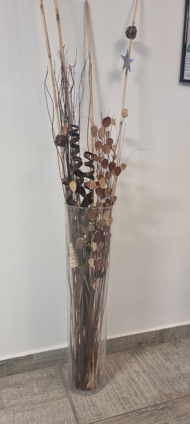 Vaza Sticla & Flori Decorative
