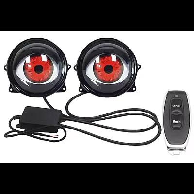 Set 2 Lupe/Proiectoare Devil Eyes cu LED Display 3 inch,Telecomandă și 6 Moduri de Iluminare