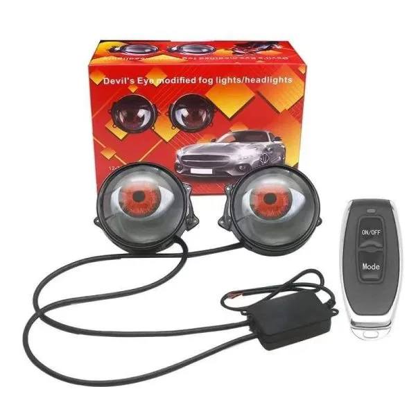 Set 2 Lupe/Proiectoare Devil Eyes cu LED Display 3 inch,Telecomandă și 6 Moduri de Iluminare