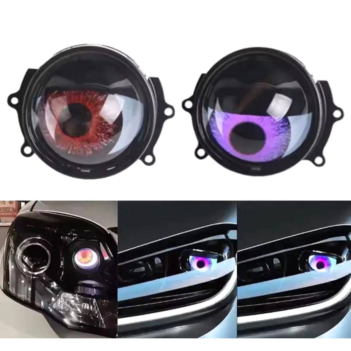 Set 2 Lupe/Proiectoare Devil Eyes cu LED Display 3 inch,Telecomandă și 6 Moduri de Iluminare