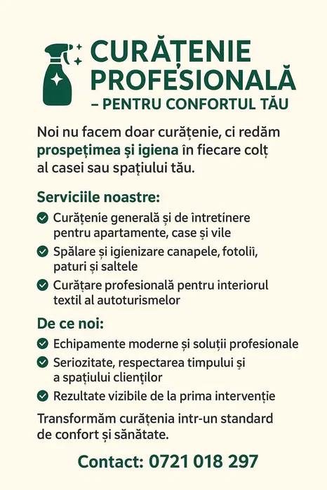 Prestam servicii curatenie