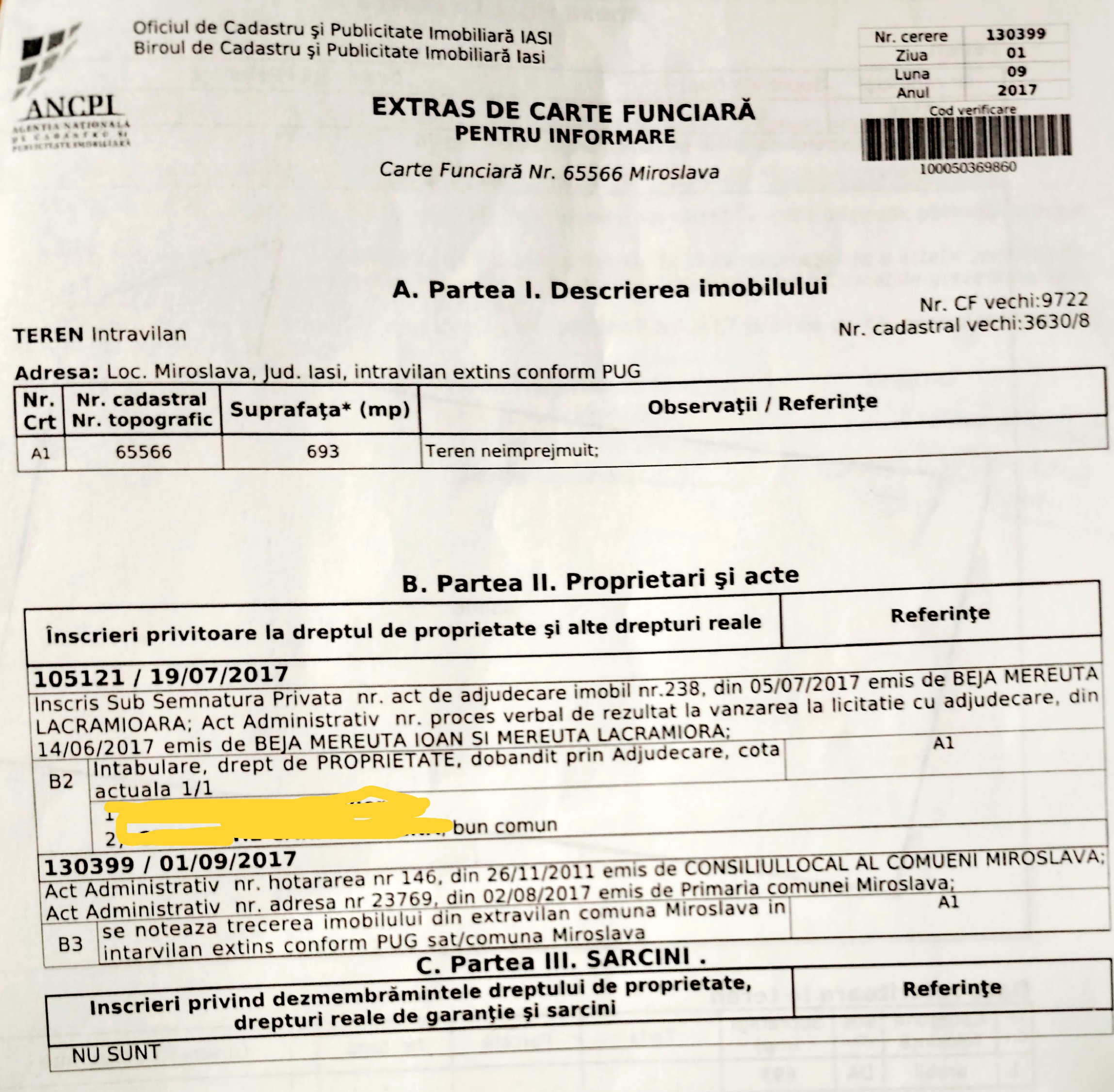 Vanzare/ schimb teren intravilan Miroslava