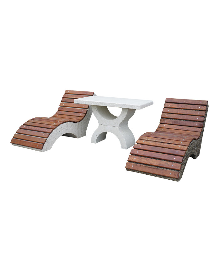Set mobilier de gradina din beton si lemn