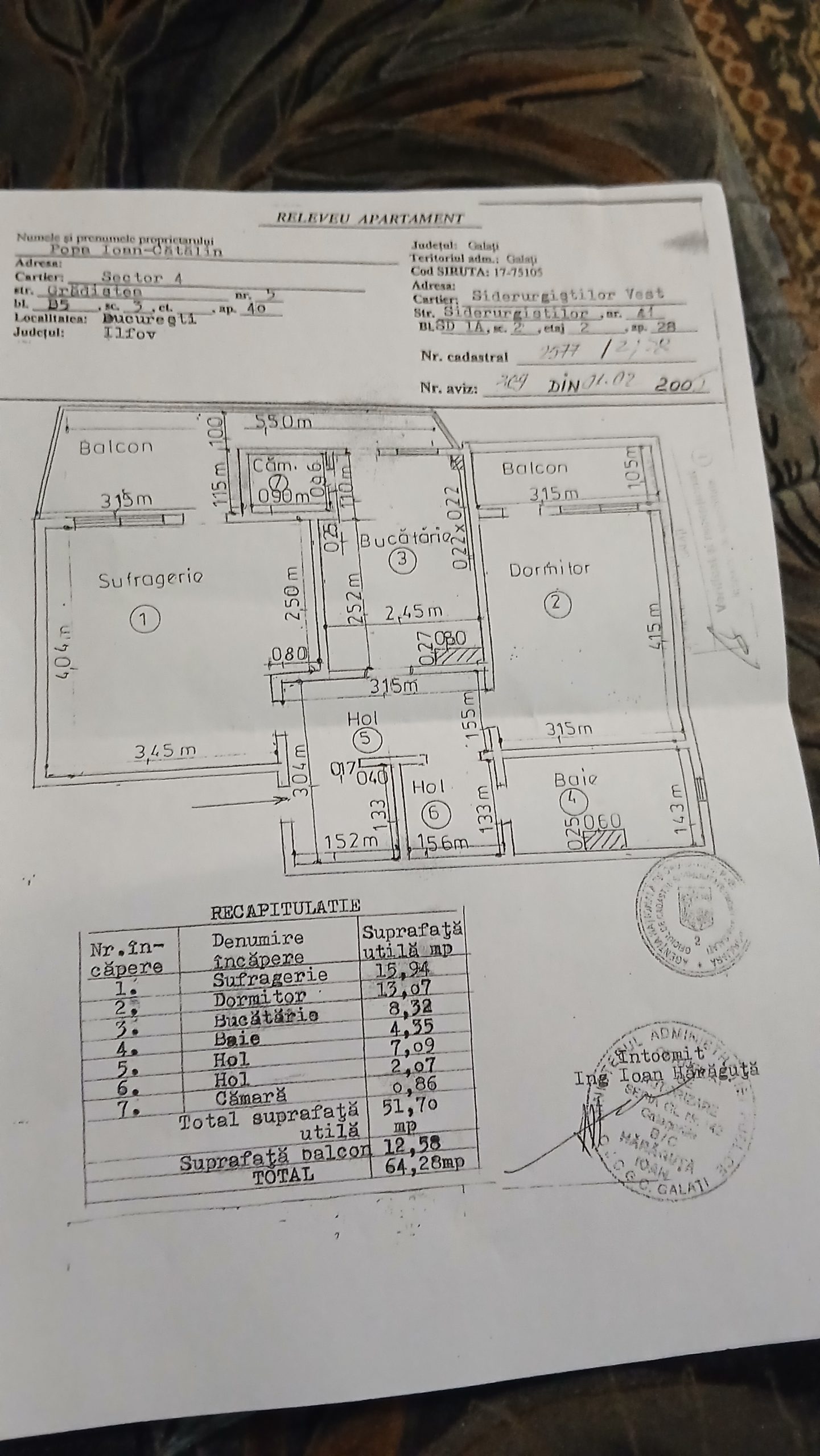 Apartament 2 camere cu pozitie SUPER