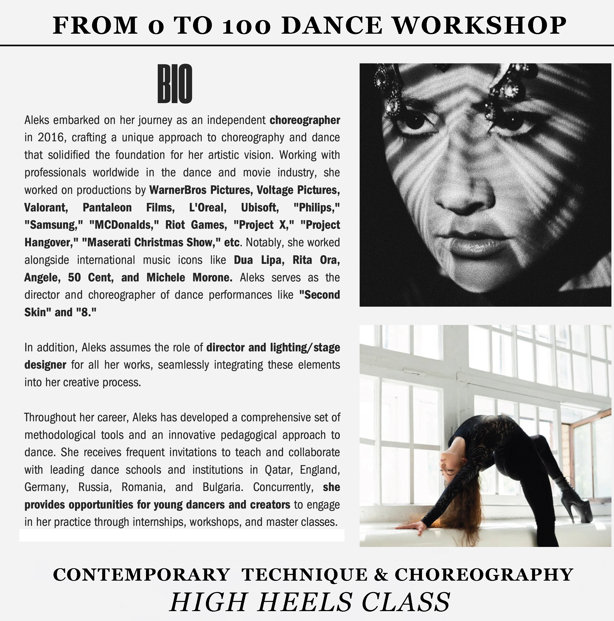 Workshop Dans Contemporan & High Heels cu Aleks Dragova