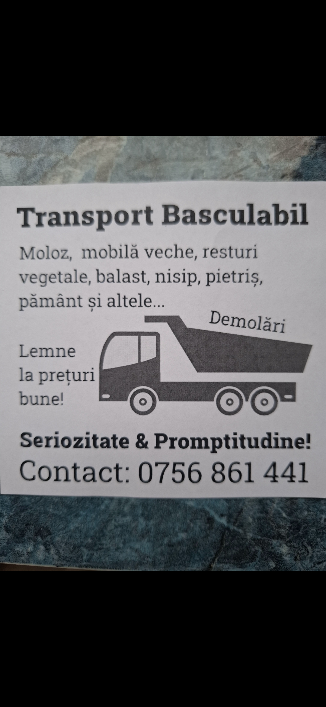 Oferim servicii transport diverse sau basculabil
