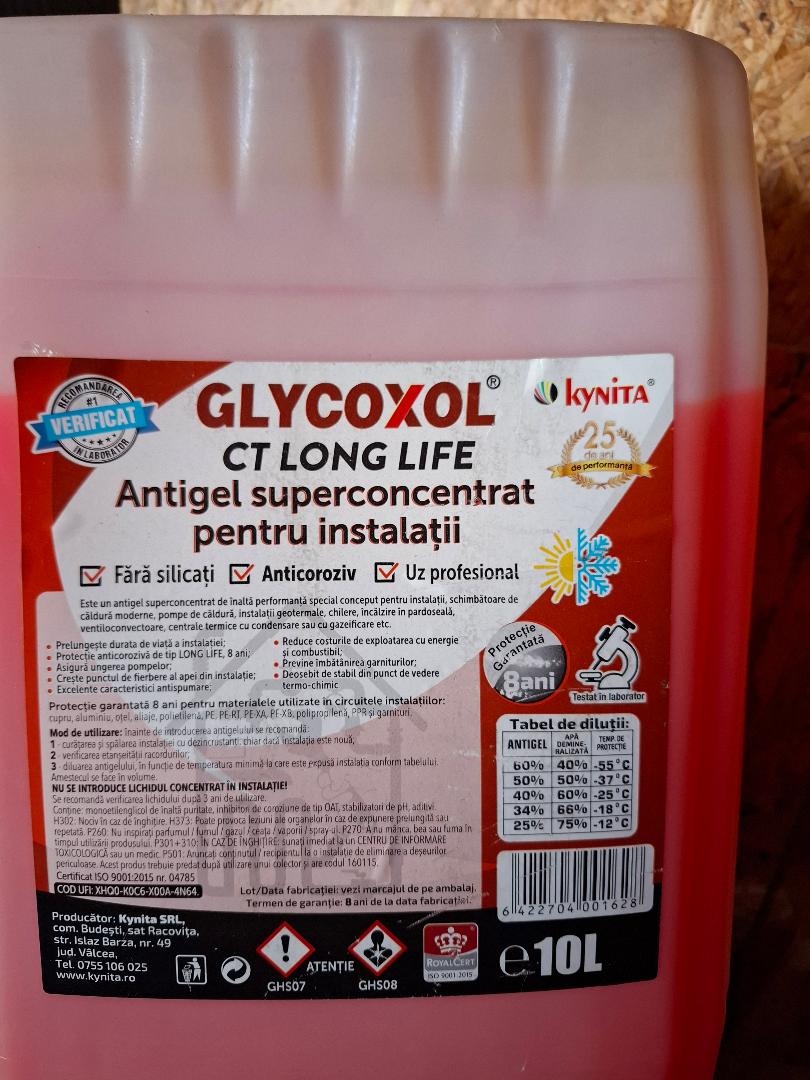 Vand antigel superconcentrat pentru instalatii