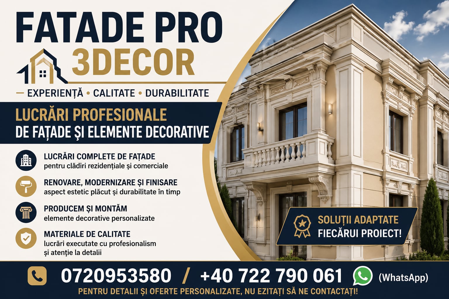 Lucrari profesionale de fatade si elemente decorative pentru constructii – fatadepro.com
