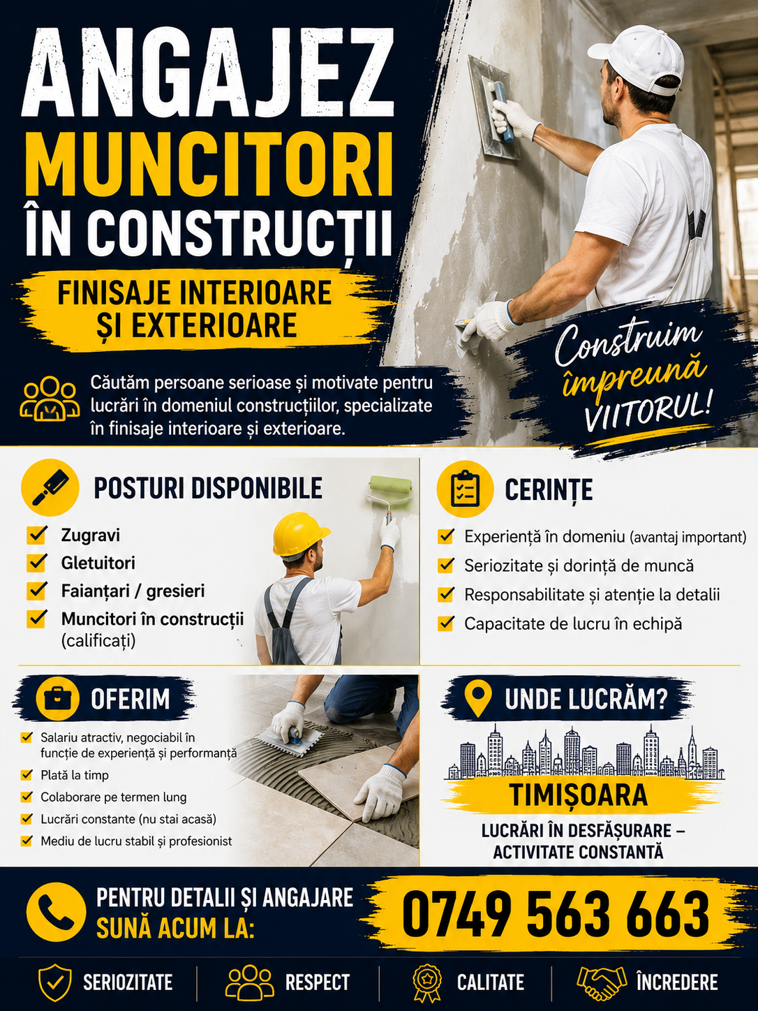 Angajam Finisori Interior / Exterior