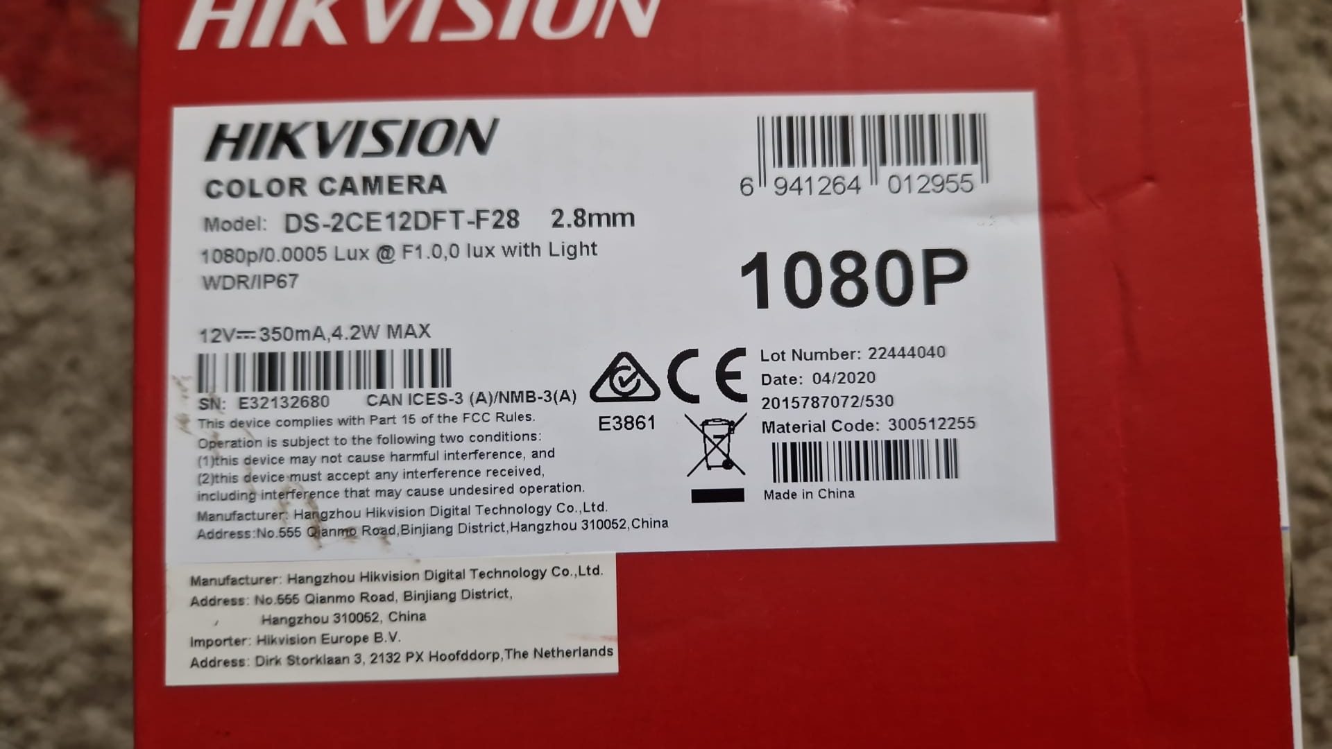 Vând Set Supraveghere Hikvision – DVR + 6 camere, toate la cutie + HDD 1TB WD RED