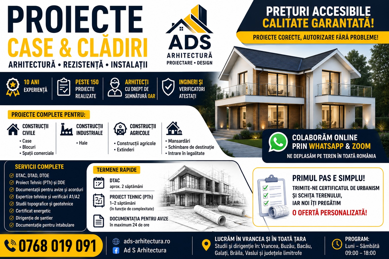 Proiecte Case, DTAC, Proiect Tehnic, Arhitect și Rezistență | Vrancea & România