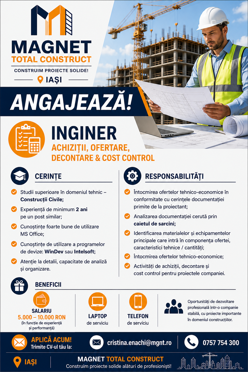 Inginer achiziíi ofertare, decontare, cost control