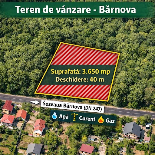Vând teren în pădure la șoseaua Bârnova.
