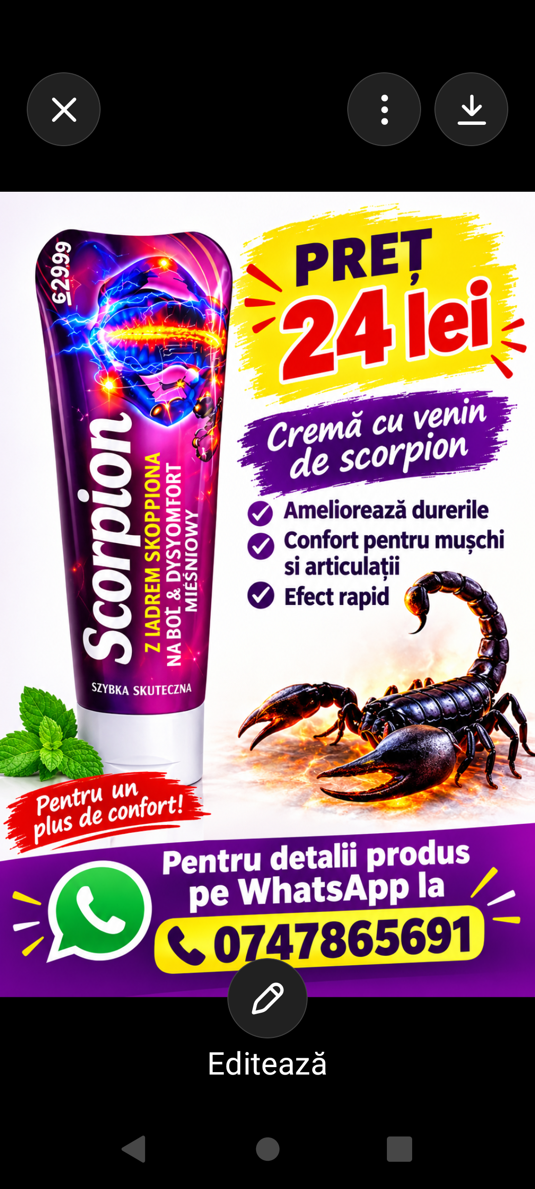 Cremă masaj terapeutic.