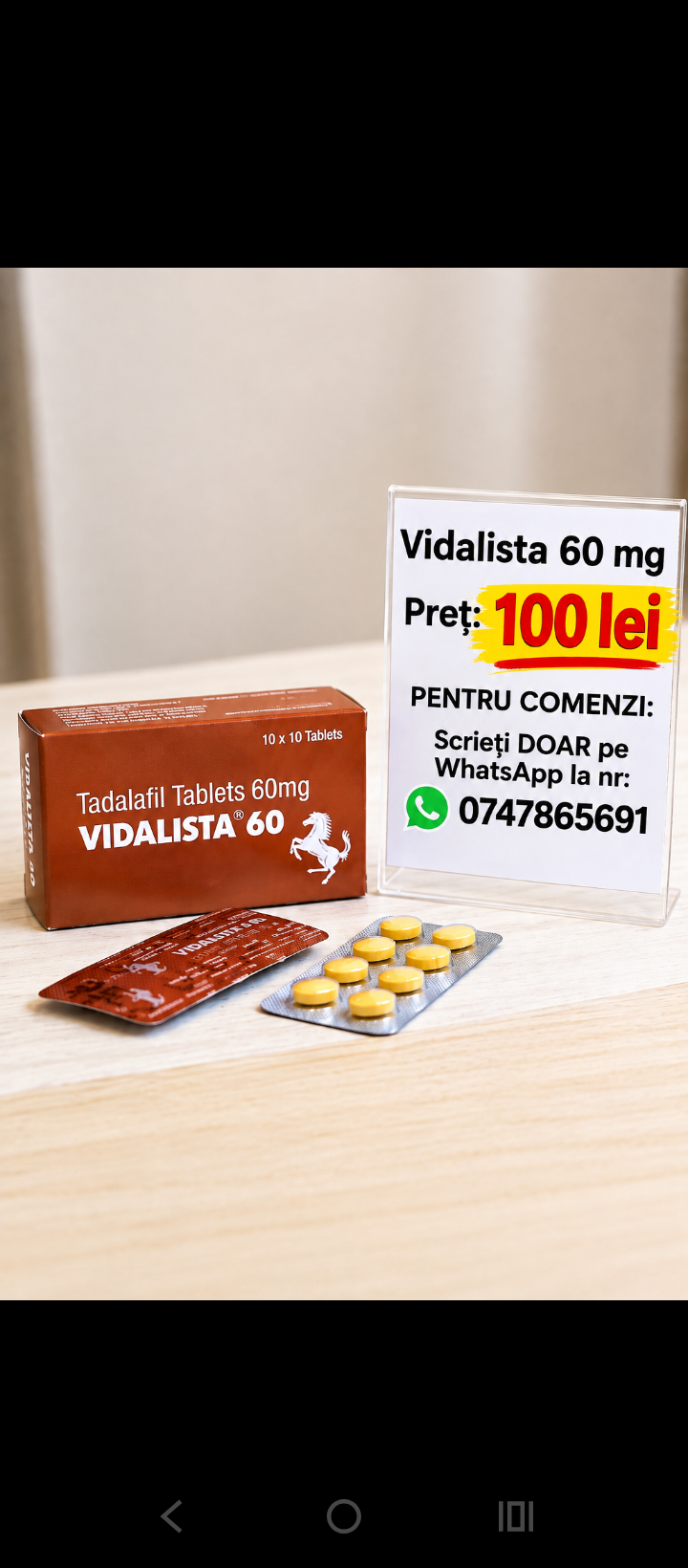 Pastile potenta Vidalista 60 mg cu efect de până la 36 ore.