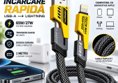 Cablu de Încărcare Rapidă HONGYU 4 în 1 – USB-A, Lightning, 65W/27W, 1M, Împletit și Durabil