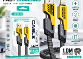 Cablu de Încărcare Rapidă HONGYU 4 în 1 – USB-A, Lightning, 65W/27W, 1M, Împletit și Durabil
